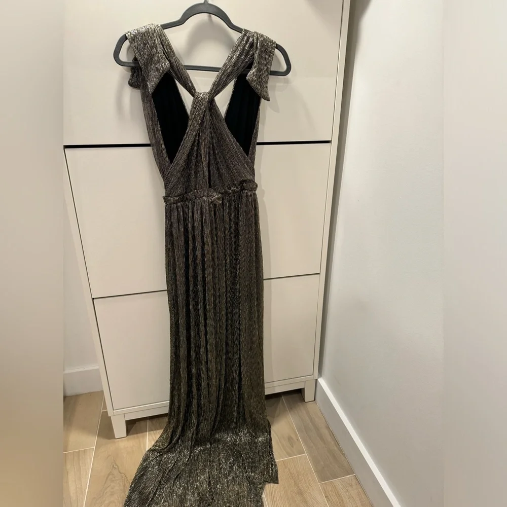 RACHEL ZOE X EXPRESS BLACK METALLIC TIE SHOULDER MAXI DRESS - Picture 6 of 7